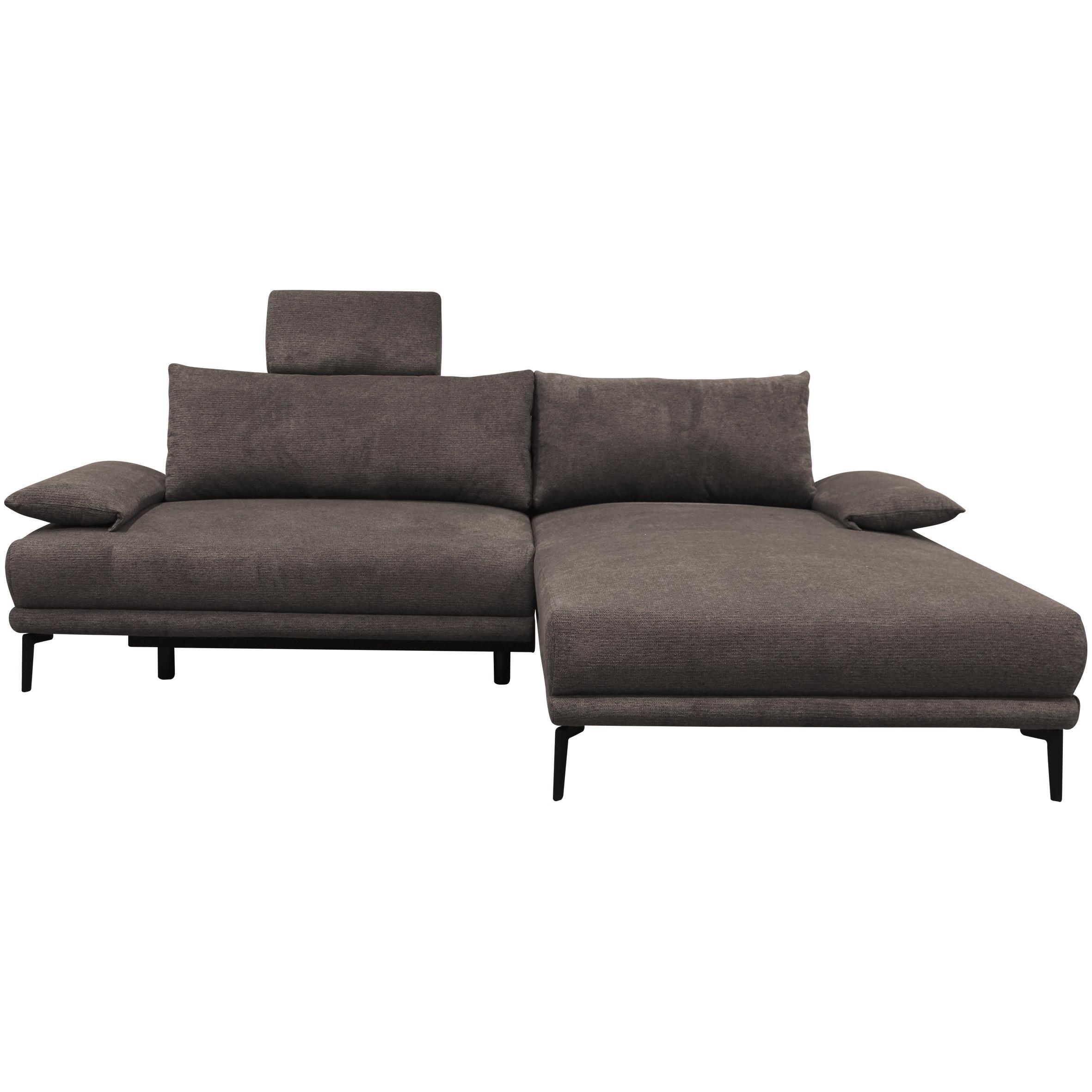 Ecksofa Mit Bettkasten Lagacy 260x192 Cm Webstoff Graubraun - Graubraun/Schwarz, Design, Textil (260/192cm) - MID.YOU