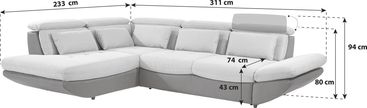 Wohnlandschaft Park - Koralle/Schwarz, MODERN, Textil (311/233cm) - Luca Bessoni