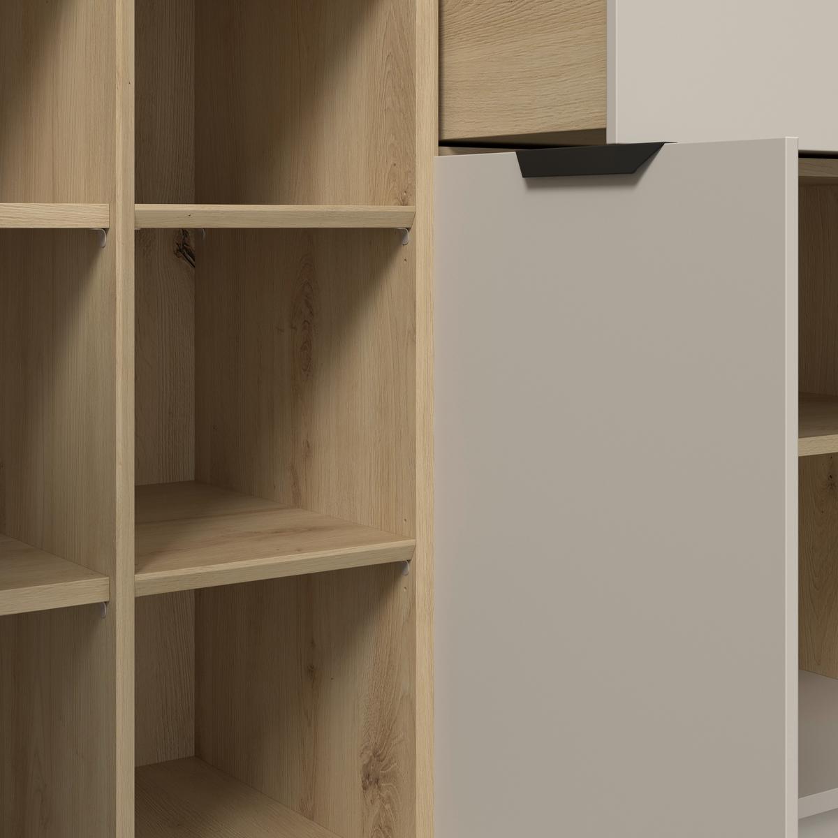 Sideboard Darius Eiche Artisan/Kashmir,B:171cm - Kaschmir/Schwarz, Trend, Holzwerkstoff (171,4/87,4/37cm)