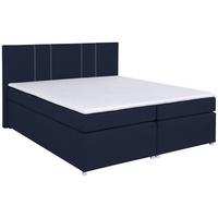 Boxspringbett Malta Mit Topper Blau, 180x200 Cm - Chromfarben/Blau, Basics, Holzwerkstoff/Textil (180/200cm) - P & B