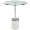 Beistelltisch Lana 125 Silberfarben/Weiß B: 53 cm - Silberfarben/Weiß, Design, Glas/Stein (46/46/53cm) - Kayoom