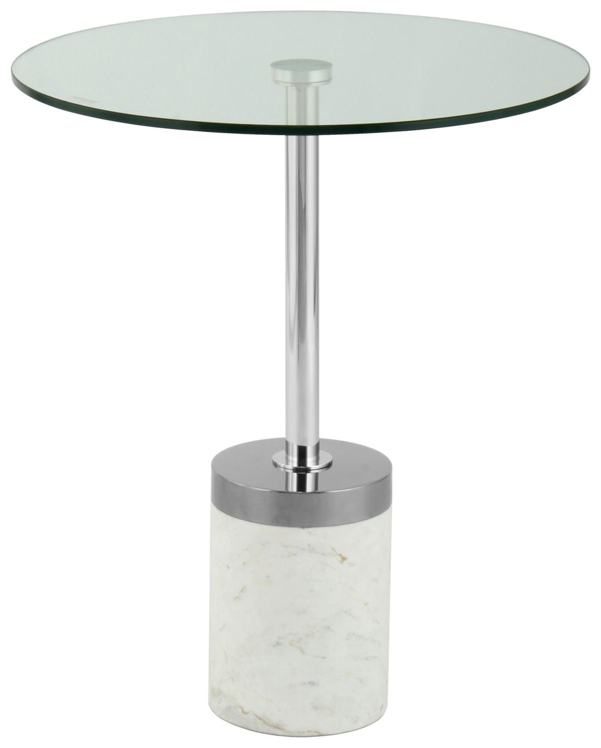 Beistelltisch Lana 125 Silberfarben/Weiß B: 53 cm - Silberfarben/Weiß, Design, Glas/Stein (46/46/53cm) - Kayoom