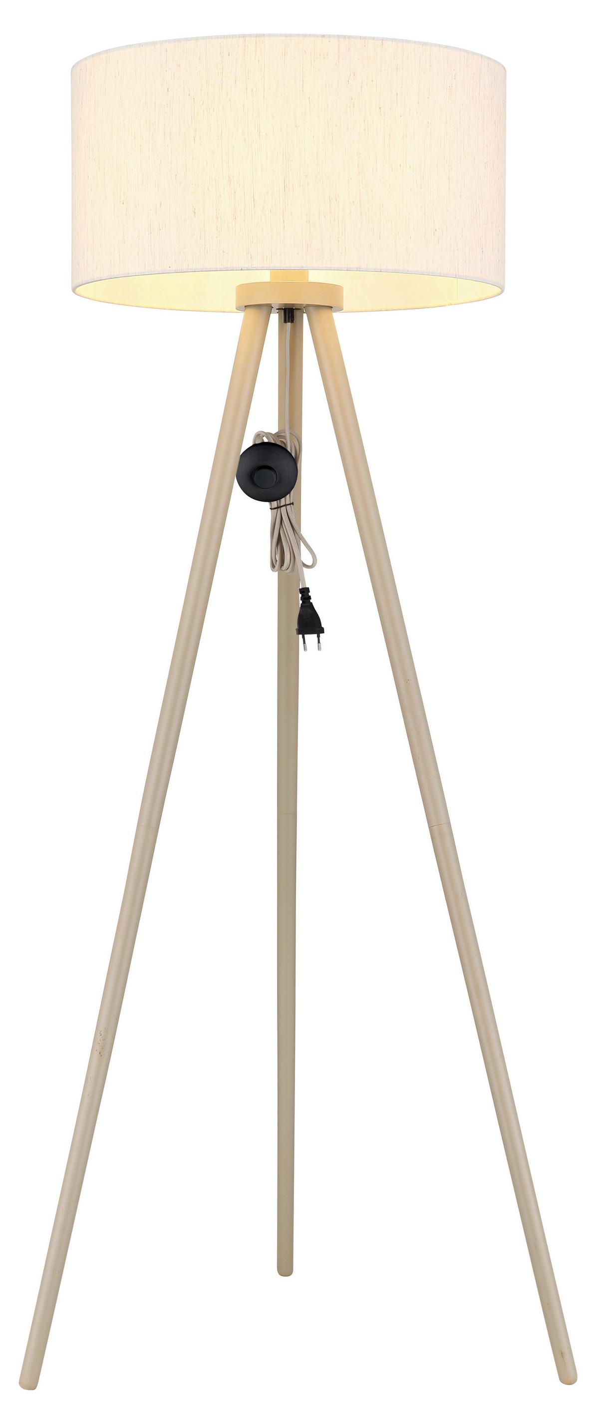 Stehleuchte Holz/Textil 40W, DxH: ca. 57x148 cm - Sandfarben/Naturfarben, Natur, Holz/Textil (57/148cm) - Globo
