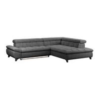 Ecksofa Gemini Dunkelgrau, B: 312cm - Chromfarben/Dunkelgrau, KONVENTIONELL, Textil (312/234cm)