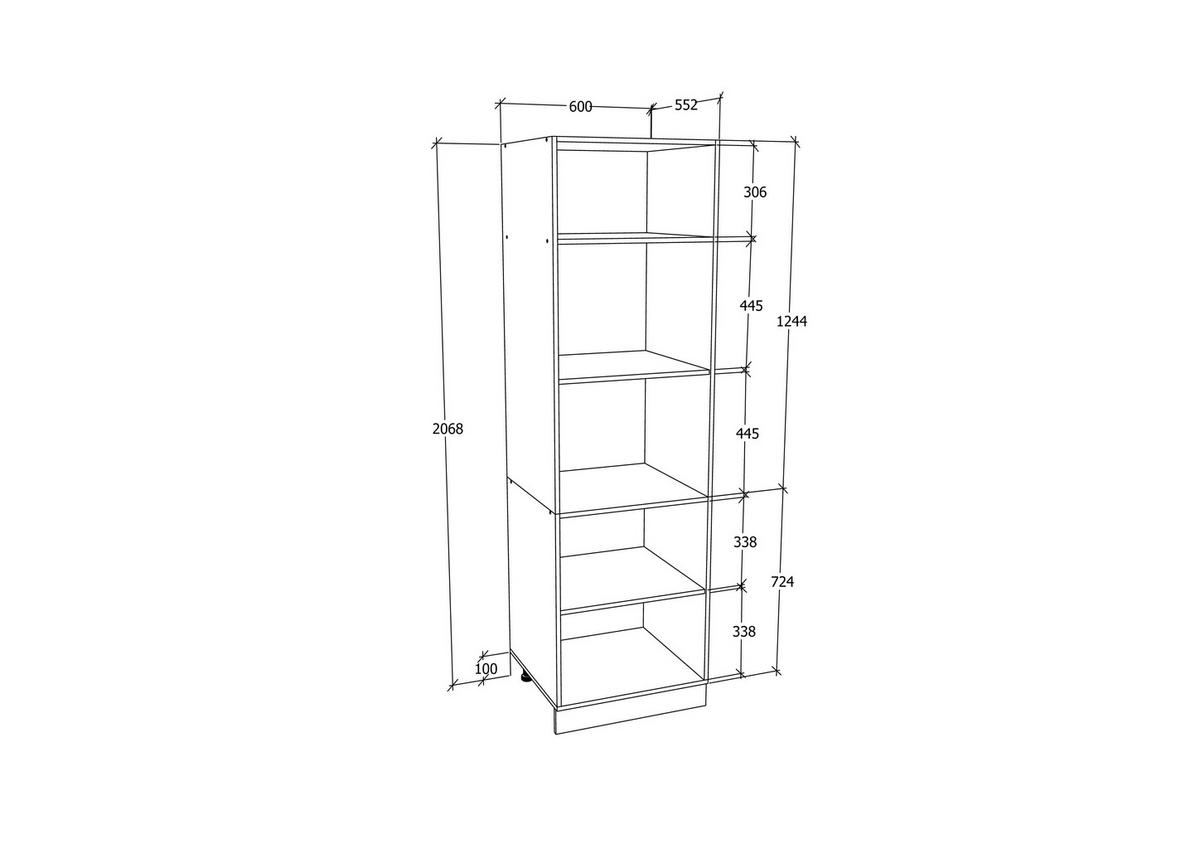Küchen-Hochschrank Esilo B: 60cm Eiche Dekor/Weiß - Weiß/Sonoma Eiche, KONVENTIONELL, Holzwerkstoff (60/207/57cm) - MID.YOU