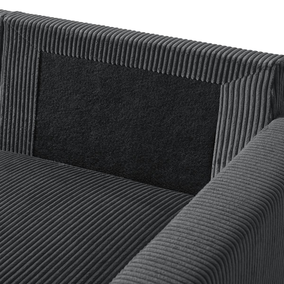 Sedací souprava MARTINA U, levá, antracitový manšestr - antracitová, Moderní, kov/dřevo (204/276/146cm) - Mömax