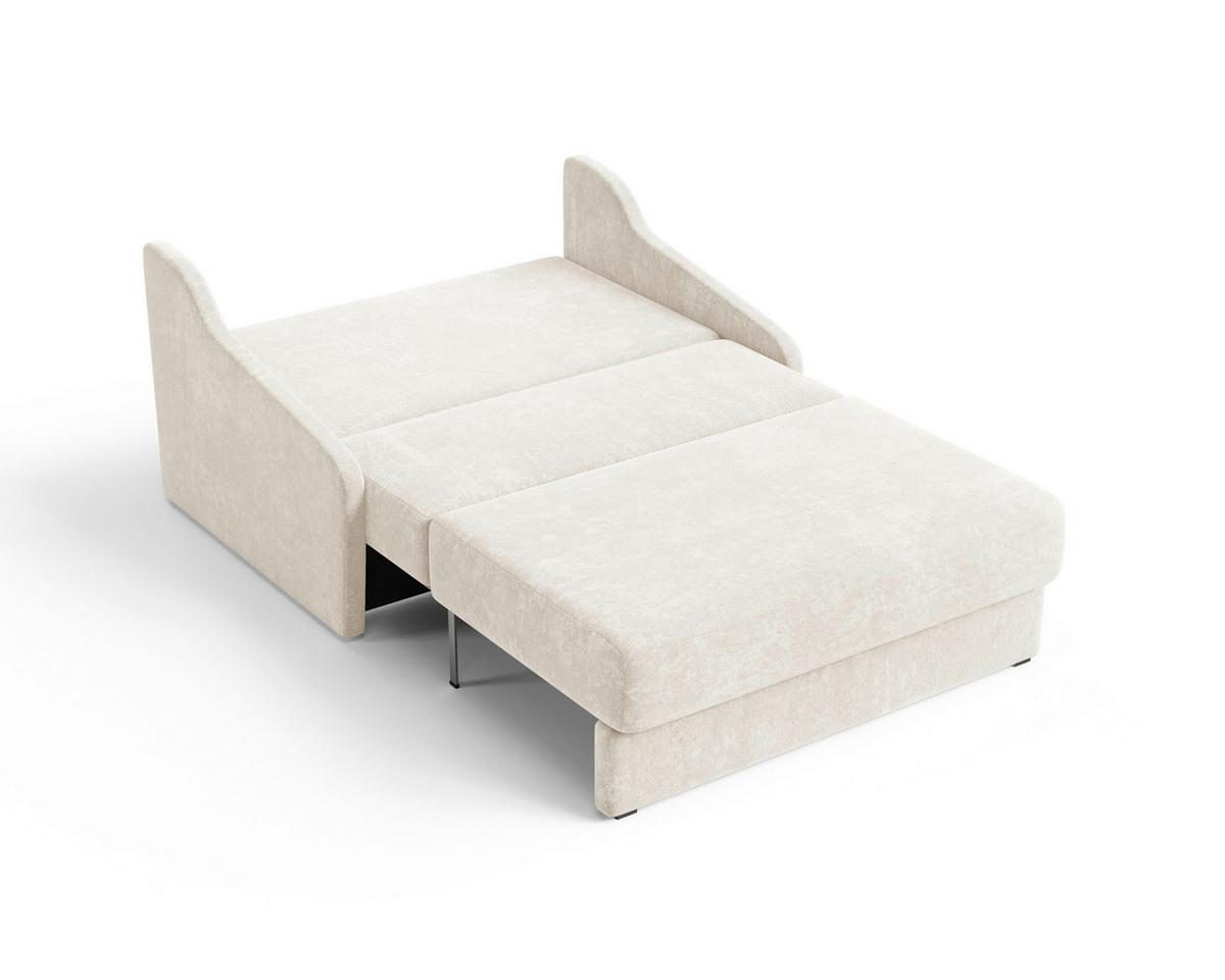 Schlafsofa Fly Creme, B: 136 cm - Creme/Schwarz, Design, Textil (136/86/113cm) - MID.YOU