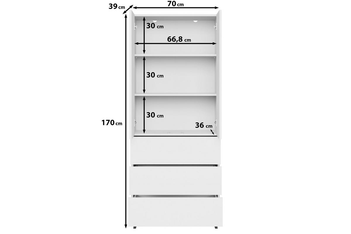 Vysoká komoda PHUKET 70 - čierna, Design, kompozitné drevo/plast (70/170/39cm) - P & B