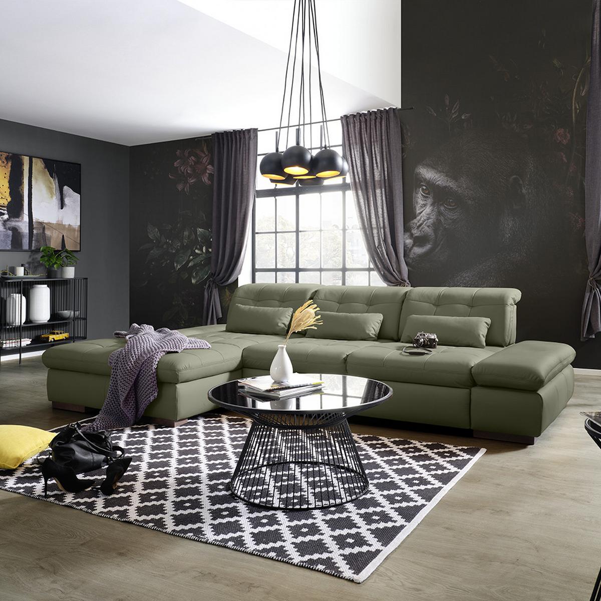 Rohová sedačka SANFINO, levá, antracitová pravá kůže - barvy chromu/antracitová, Konvenční, kov/kůže (199/79-96/305cm) - Premium Living