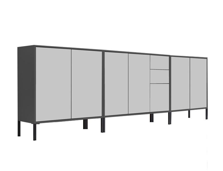 Sideboard Mailand Anthrazit/Weiß B: 263,5cm - Anthrazit/Weiß, MODERN, Holzwerkstoff (263,5/86/33cm) - MID.YOU