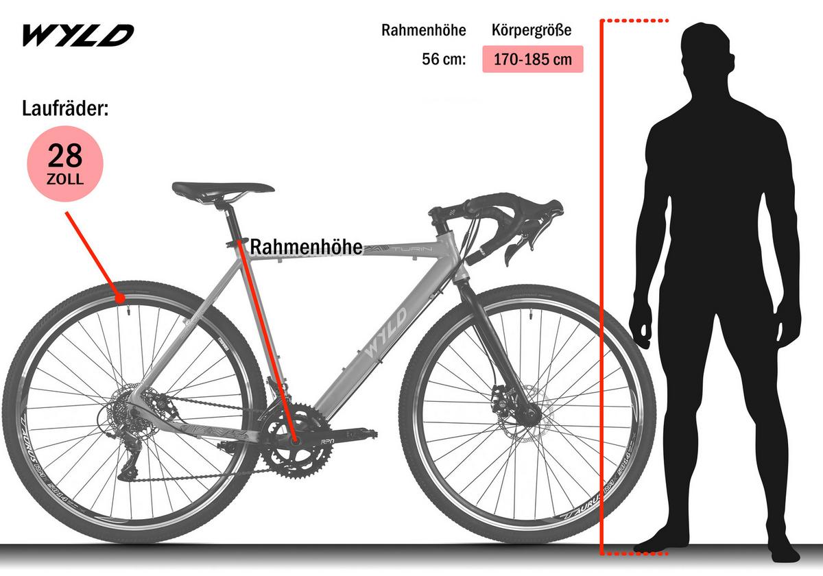 Wyld Gravelbike Turin 28 Zoll Rh 56 Cm - Grau, LIFESTYLE, Metall (25/140/60cm)