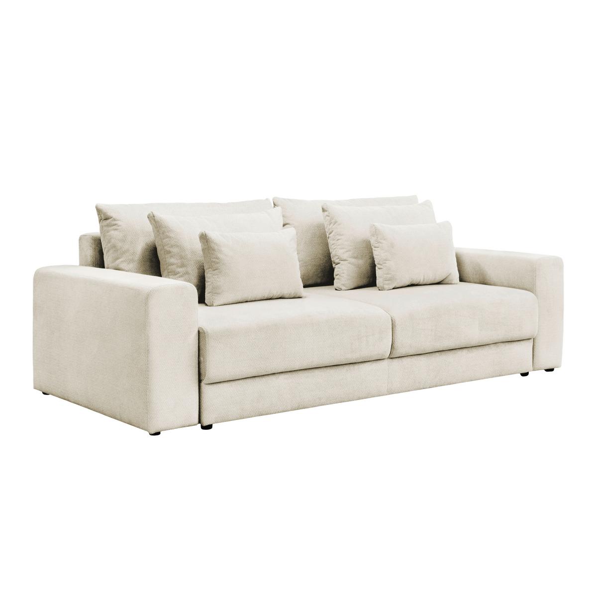Megasofa Mega Chenille beige, B: 255cm - Beige/Schwarz, Trend, Textil (255/94/126cm) - Luca Bessoni