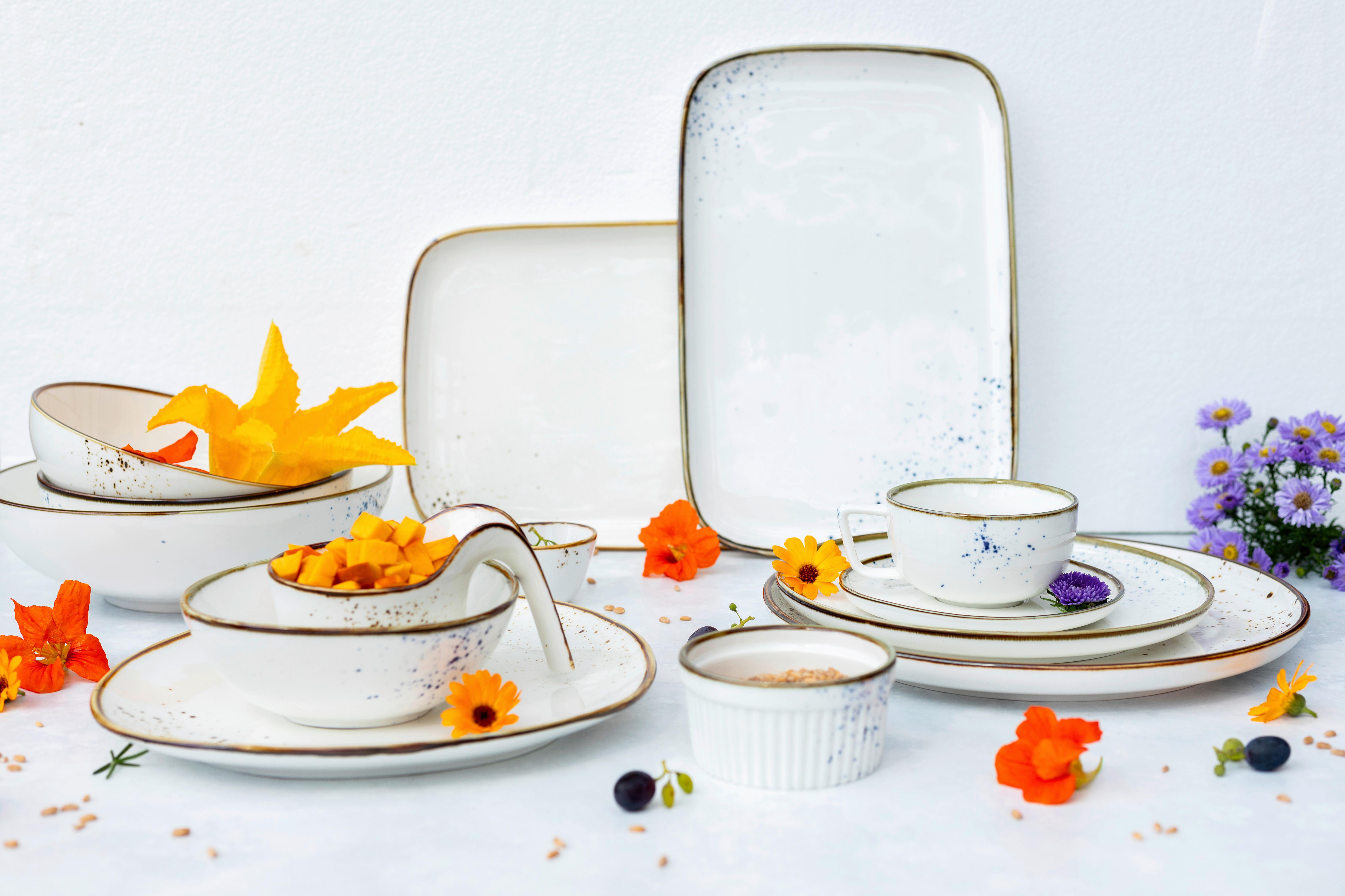Schüsselset Pintar Porzellan 4--Teilig. B: 21,5 cm - Braun/Weiß, Basics, Keramik - Mäser