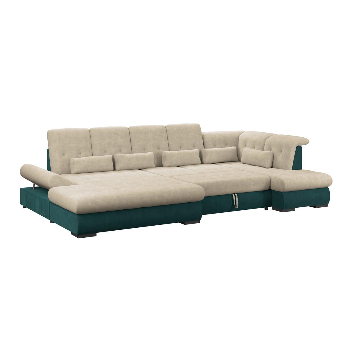 Wohnlandschaft Madera Cremefarben S: 358x212 cm - Türkis/Creme, KONVENTIONELL, Kunststoff/Textil (190/358/212cm)
