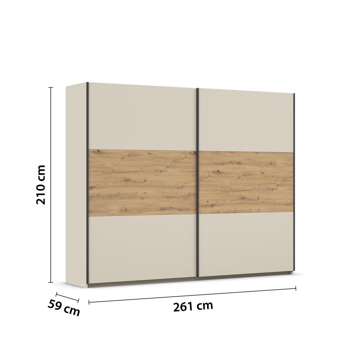 Schwebetürenschrank Neo Champagner Eiche Artisan Dekor - Champagner/Eiche Artisan, MODERN, Holzwerkstoff (261/210/59cm) - Rauch Möbel