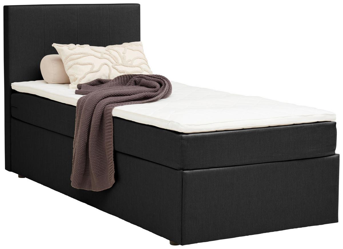 Boxbett mit Topper Carolina 90x200 cm - Schwarz/Grau, Basics, Textil (90/200cm) - P & B