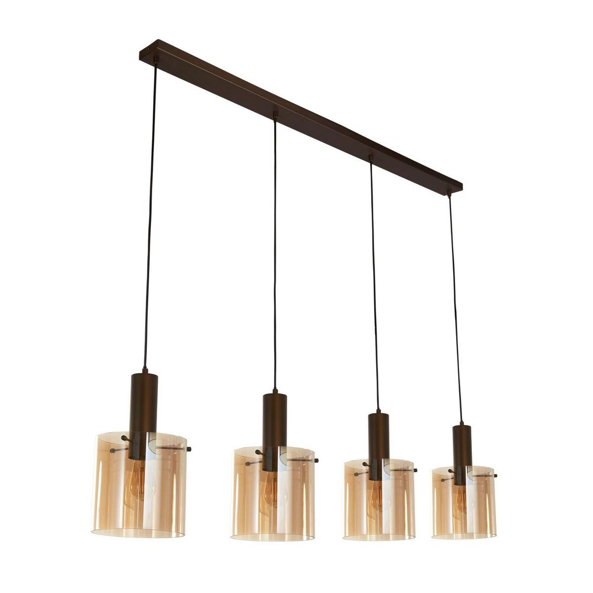 Hängeleuchte 88910-4mo - Bernsteinfarben, Design, Glas/Metall (142/22/35-150cm)
