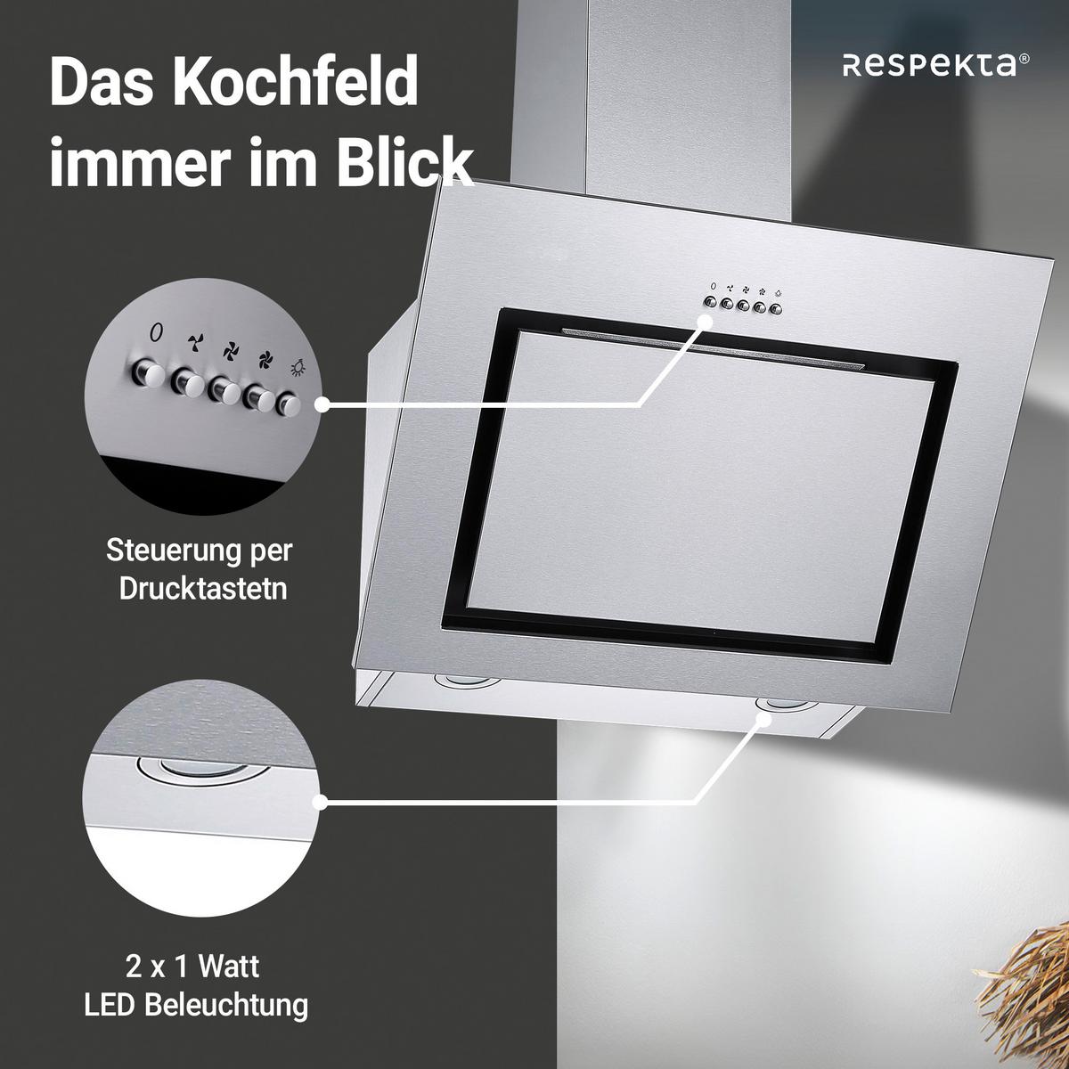 Dunstabzugshaube Numa Edelstahlfarben B: 60 Cm, Led - Edelstahlfarben, Trend, Metall (60/76-114/43cm) - Respekta