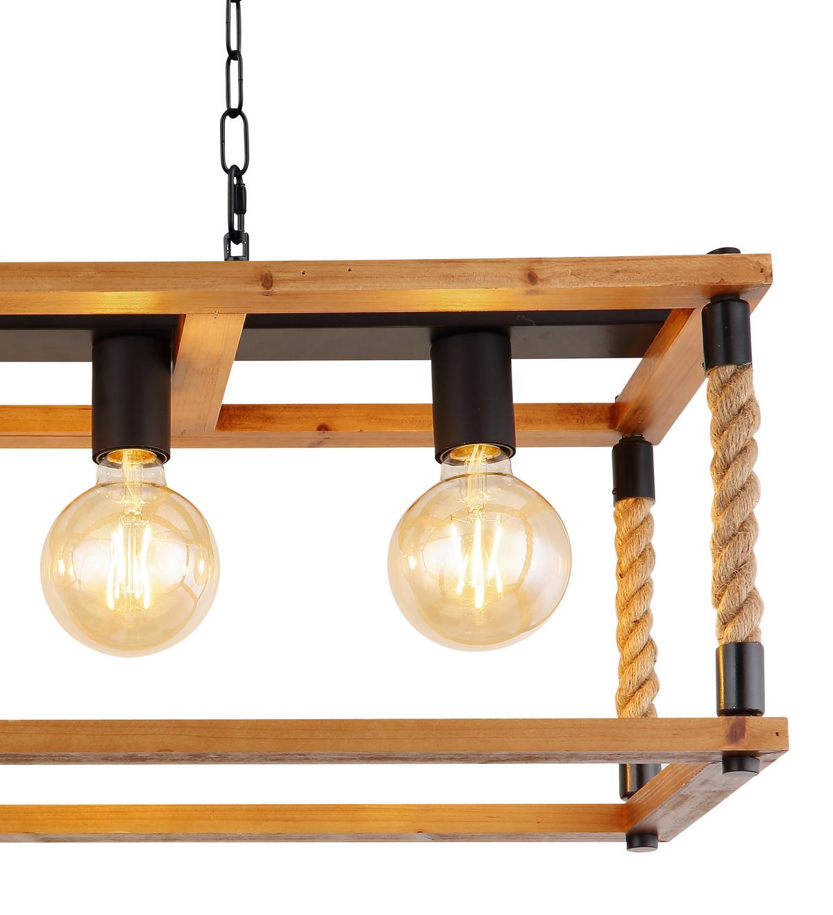 Hängeleuchte 15691-4h - Schwarz/Braun, Natur, Naturmaterialien/Holz (80/25/120cm) - Globo