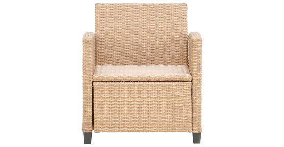 Loungegarnitur 6-Tlg. Porto- Multi, Polyrattan mit Kissen - Hellbraun/Grau, MODERN, Kunststoff/Textil (190/237cm) - Beldano