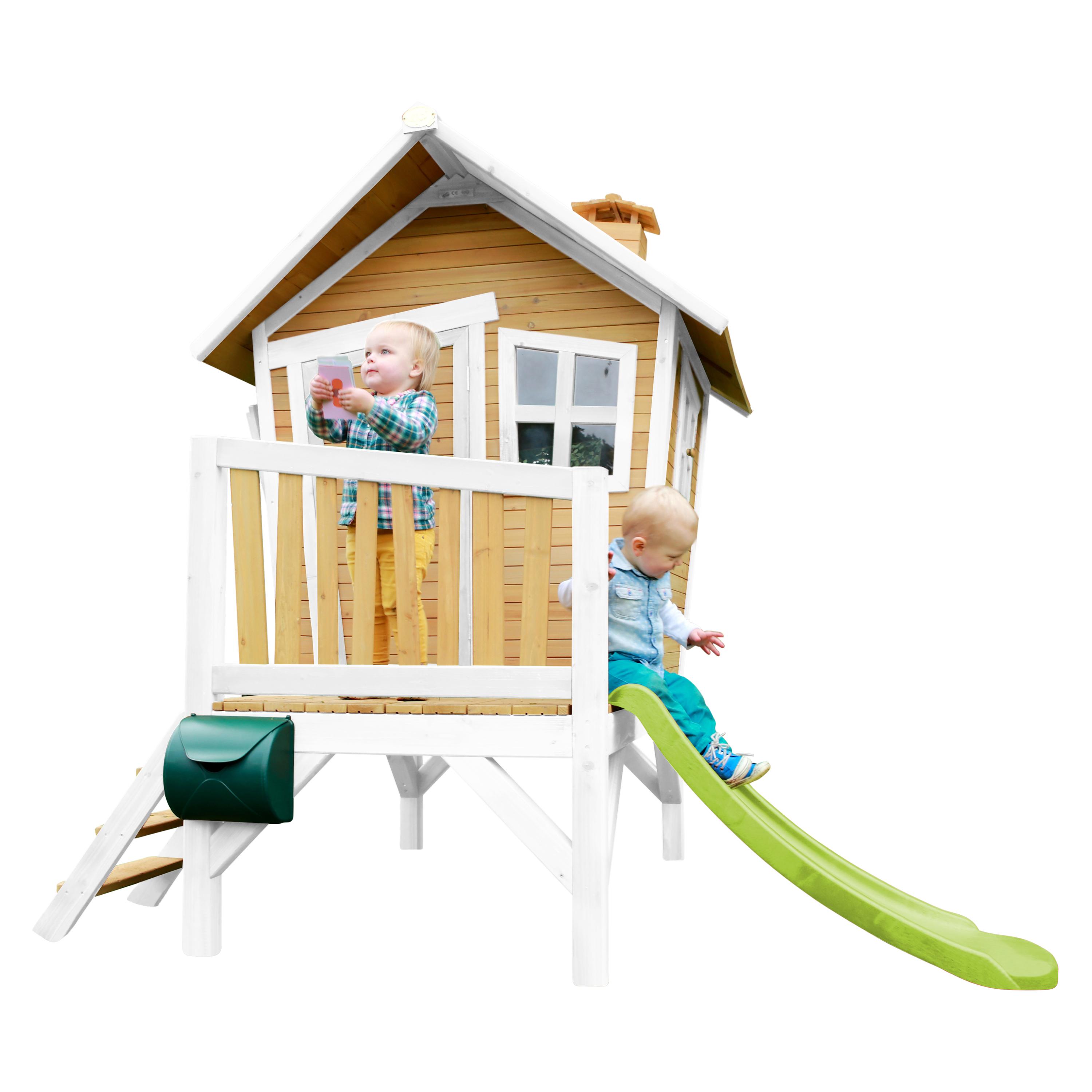 Spielhaus Robin Aus Zedernholz - Braun/Weiß, Basics, Holz/Kunststoff (264/203/177cm) - Ambia Garden