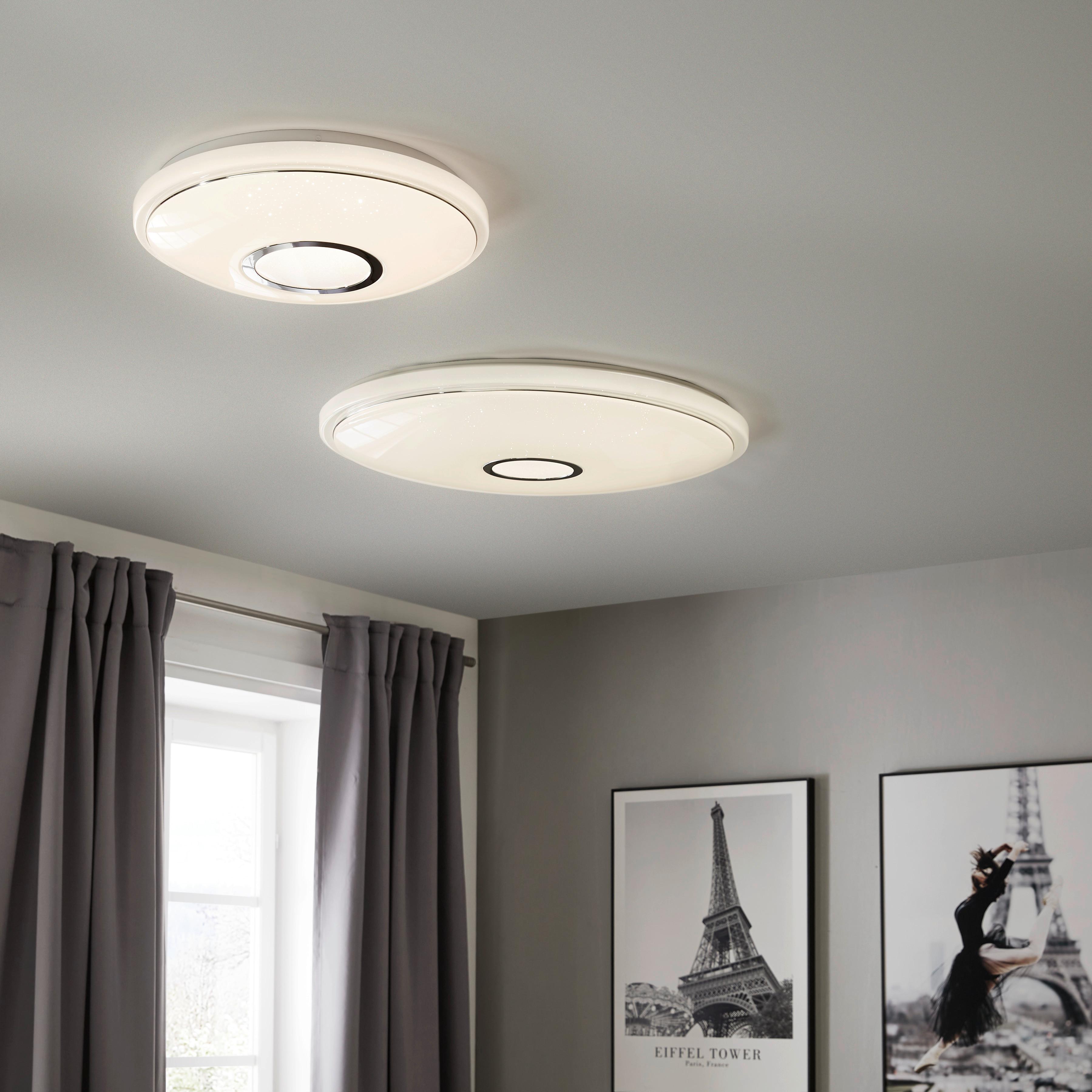 LED stropné svietidlo Ross Ø 40cm, 16 Watt - biela, Konventionell, kov/plast (40/9cm) - Premium Living