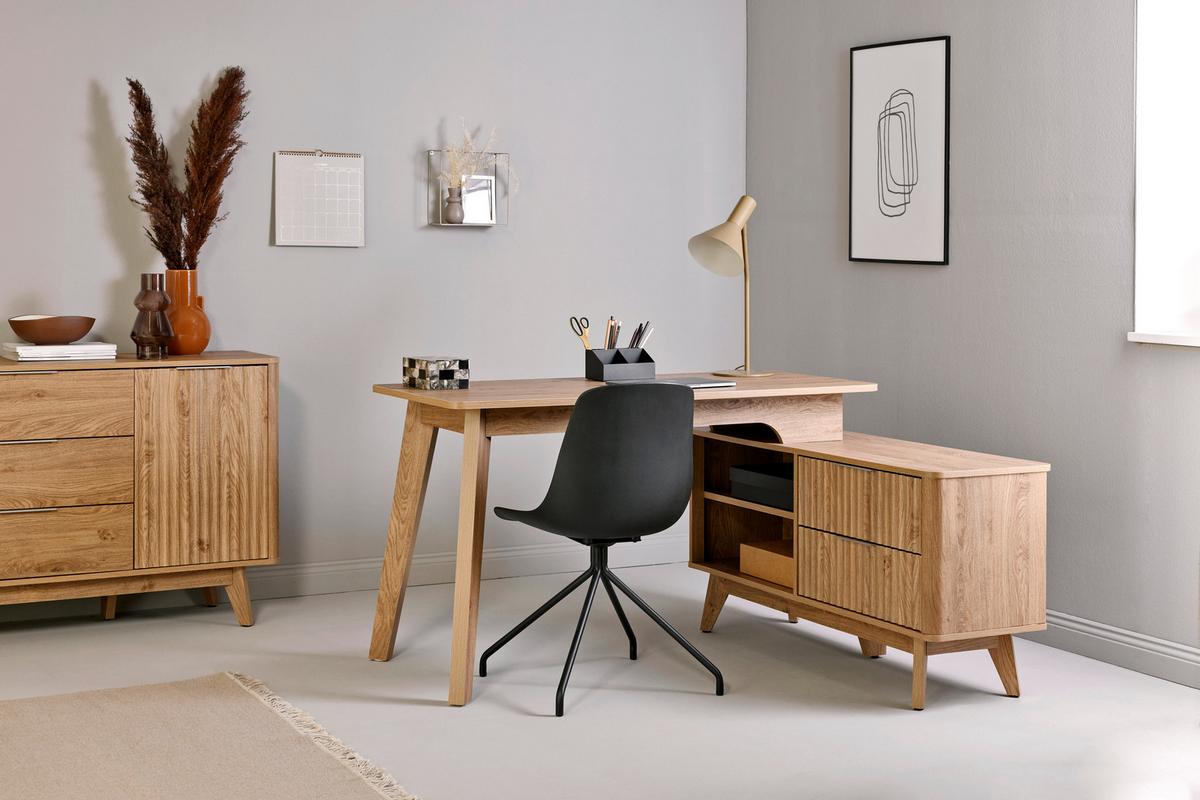 Eckschreibtisch Wave C 150 E - Eichefarben, MODERN, Holzwerkstoff (148/120/76,20cm) - Livetastic