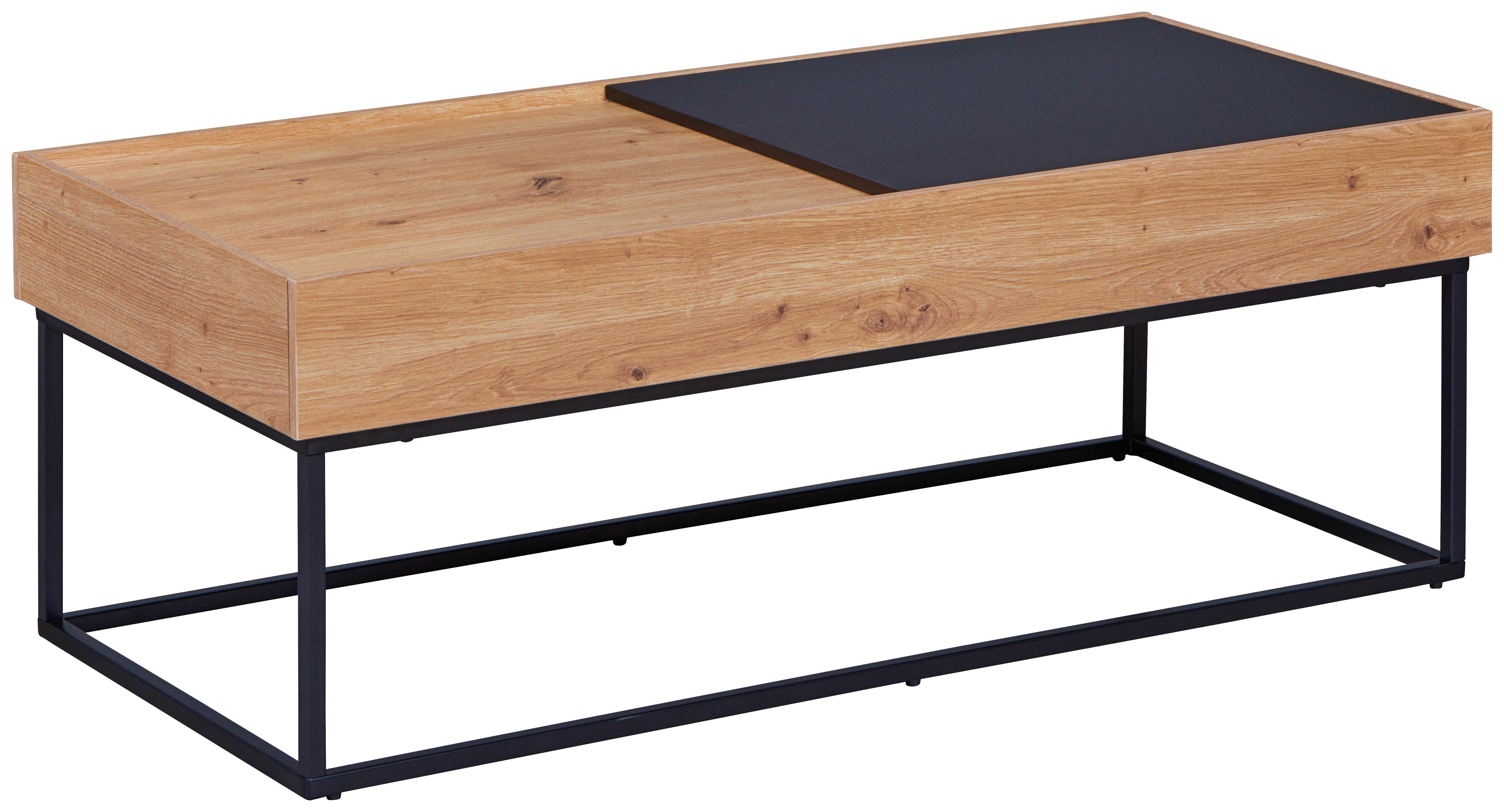 Couchtisch Filora - Schwarz/Eiche Artisan, Design, Holzwerkstoff/Metall (110/50/40cm) - Livetastic
