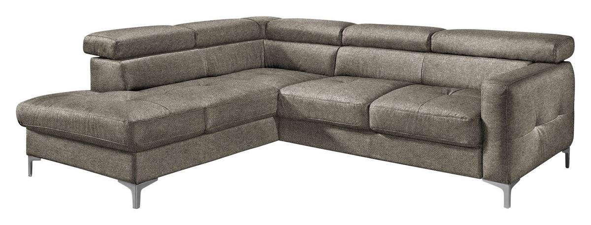 Ecksofa Sammy Braun - Chromfarben/Braun, Design, Textil (207/242cm) - Livetastic
