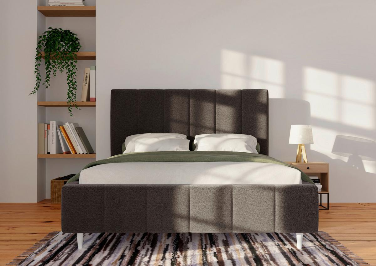 Polsterbett Talera Loft anthrazit 140x200 cm - Anthrazit/Buchefarben, KONVENTIONELL, Holz/Textil (140/200cm)