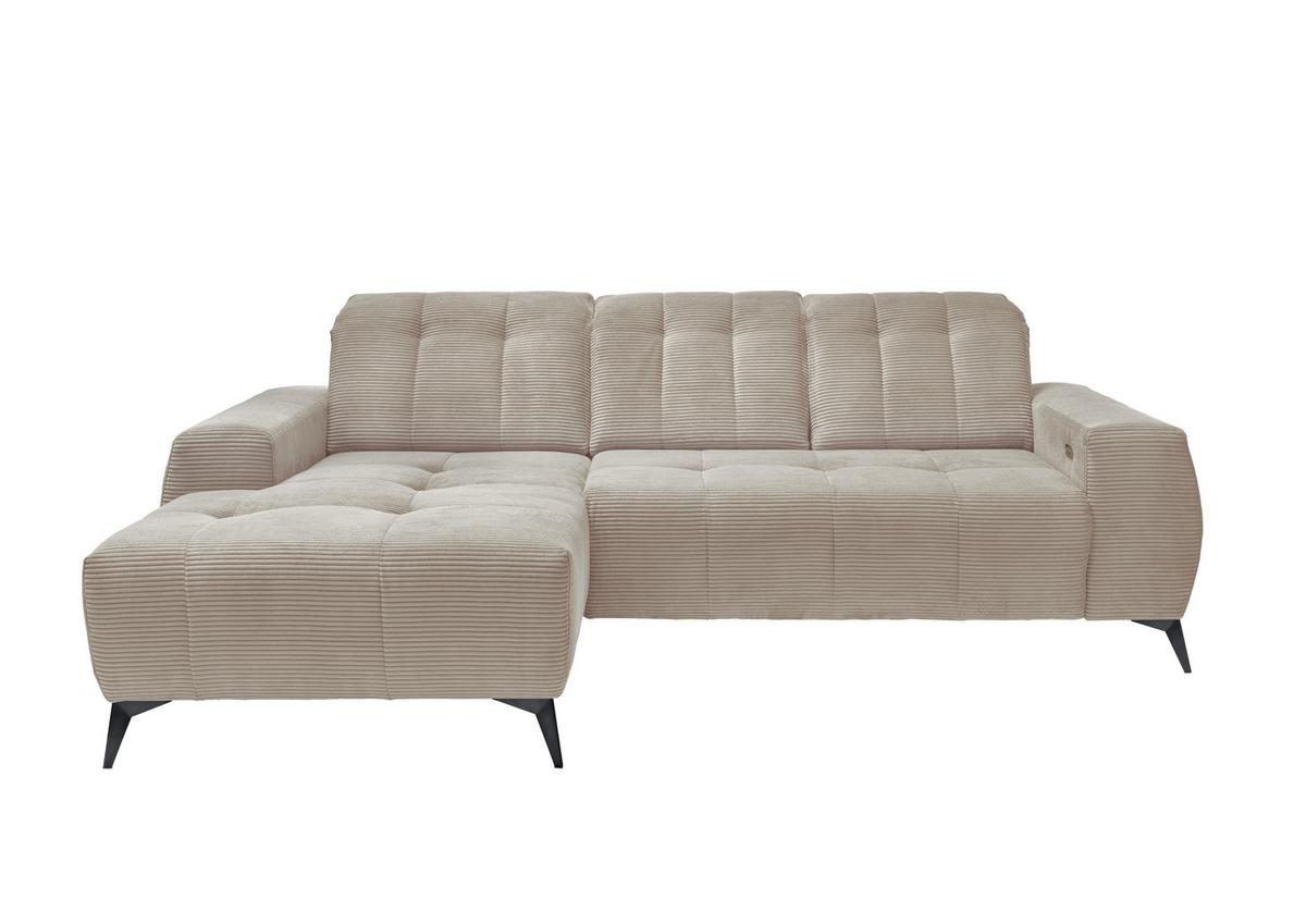 Ecksofa mit USB Anschluss Sano, Beige, S: 180x258 cm - Beige/Schwarz, MODERN, Textil (180/258cm) - Livetastic