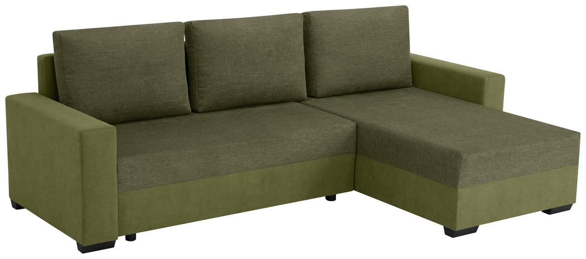 Ecksofa Asna, Olivgrün S: 252x155 cm - Schwarz/Olivgrün, Design, Textil (252/155cm) - Livetastic