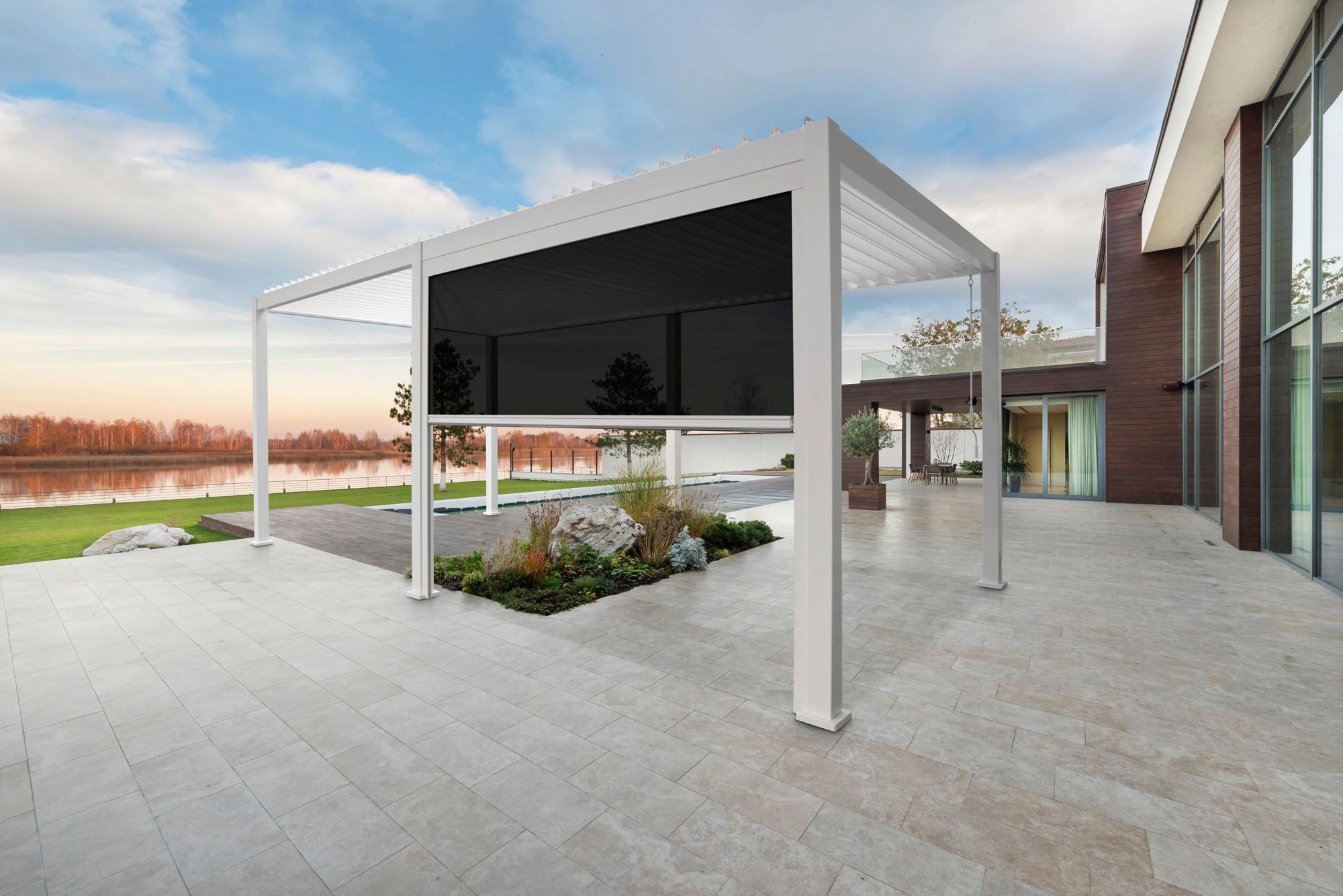 Pergola Deluxe Classic Rollo 300cm Weiss - Weiß/Grau, MODERN, Textil/Metall (300/250/10cm) - Gardenson
