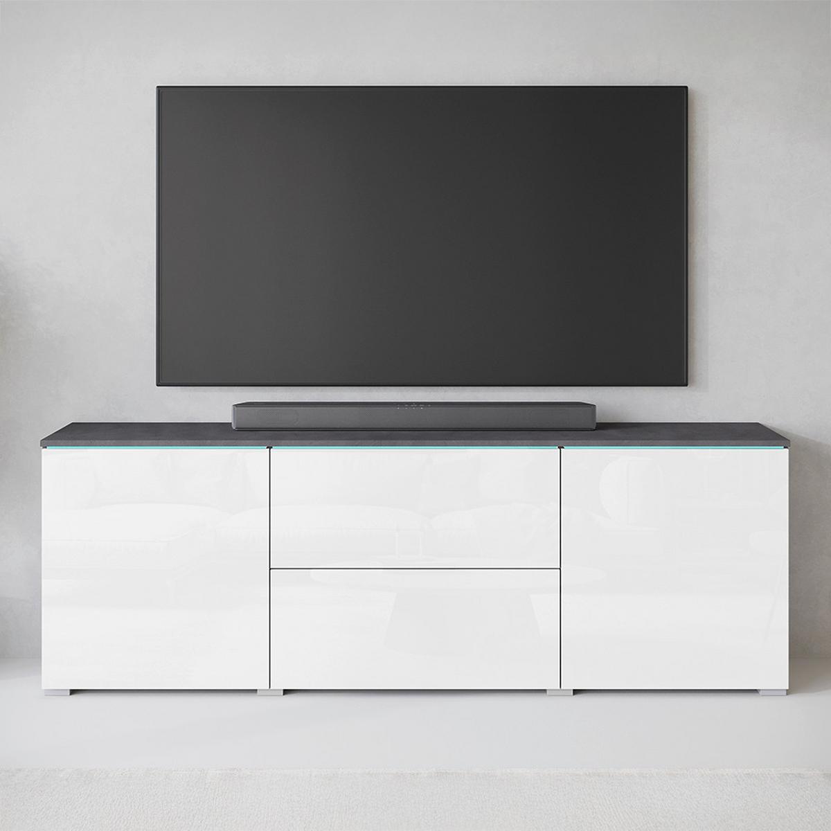 NÍZKÁ KOMODA VERA 181 - šedá/bílá, Trend, kompozitní dřevo/plast (180/61,8/34,5cm) - P & B