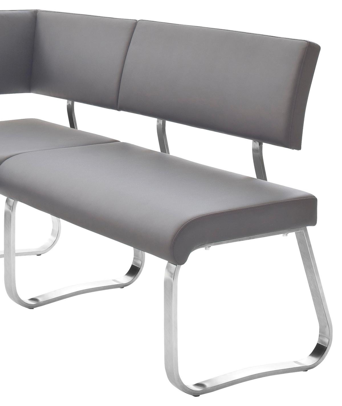 Eckbank Grau Lederlook Arco 200x150 cm - Edelstahlfarben/Grau, Design, Textil/Metall (200/150cm) - Livetastic