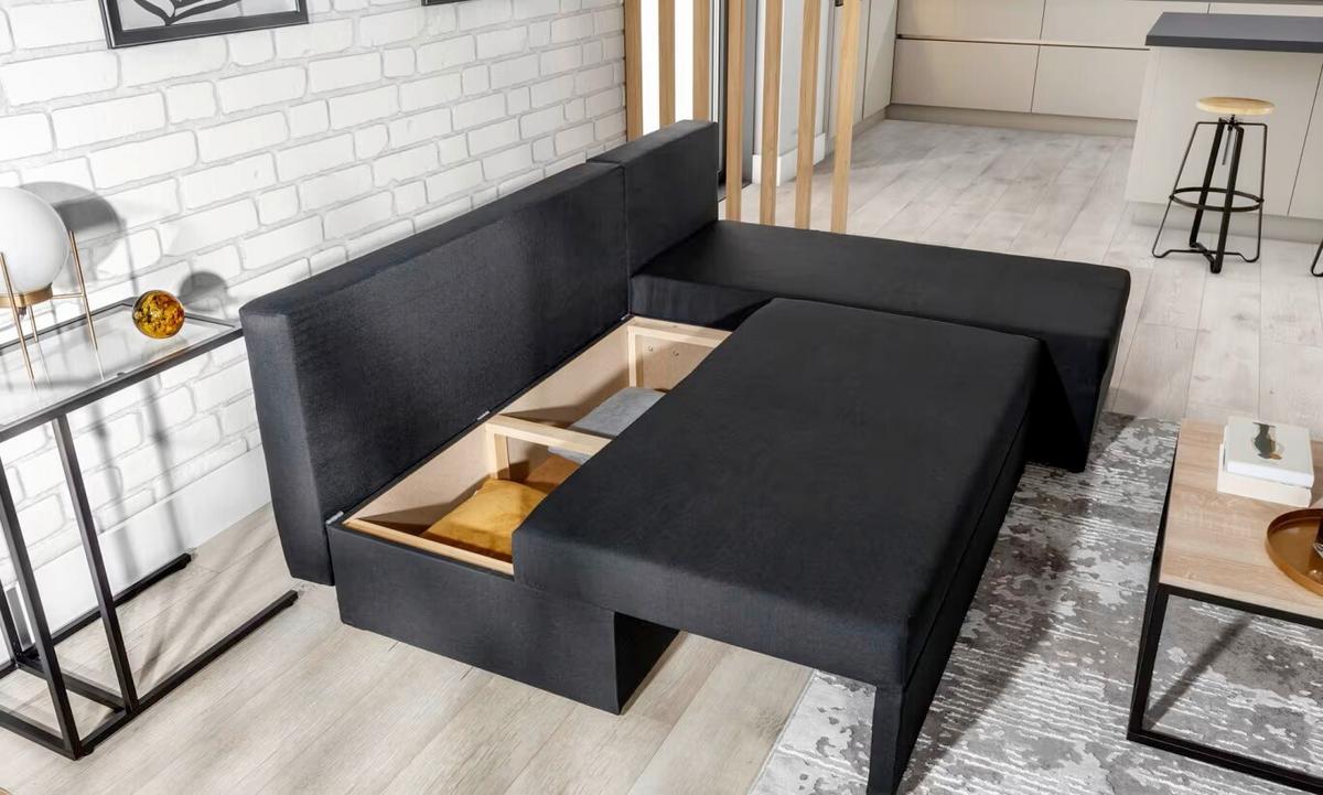 Ecksofa Gino Anthrazit S: 201x143 Cm - Anthrazit/Schwarz, Design, Textil (201/143cm) - MID.YOU