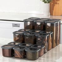 Vorratsdosenset 18-Teilig Kunststoff Anthrazit - Transparent/Anthrazit, Basics, Kunststoff (10/10/9,5cm) - P & B