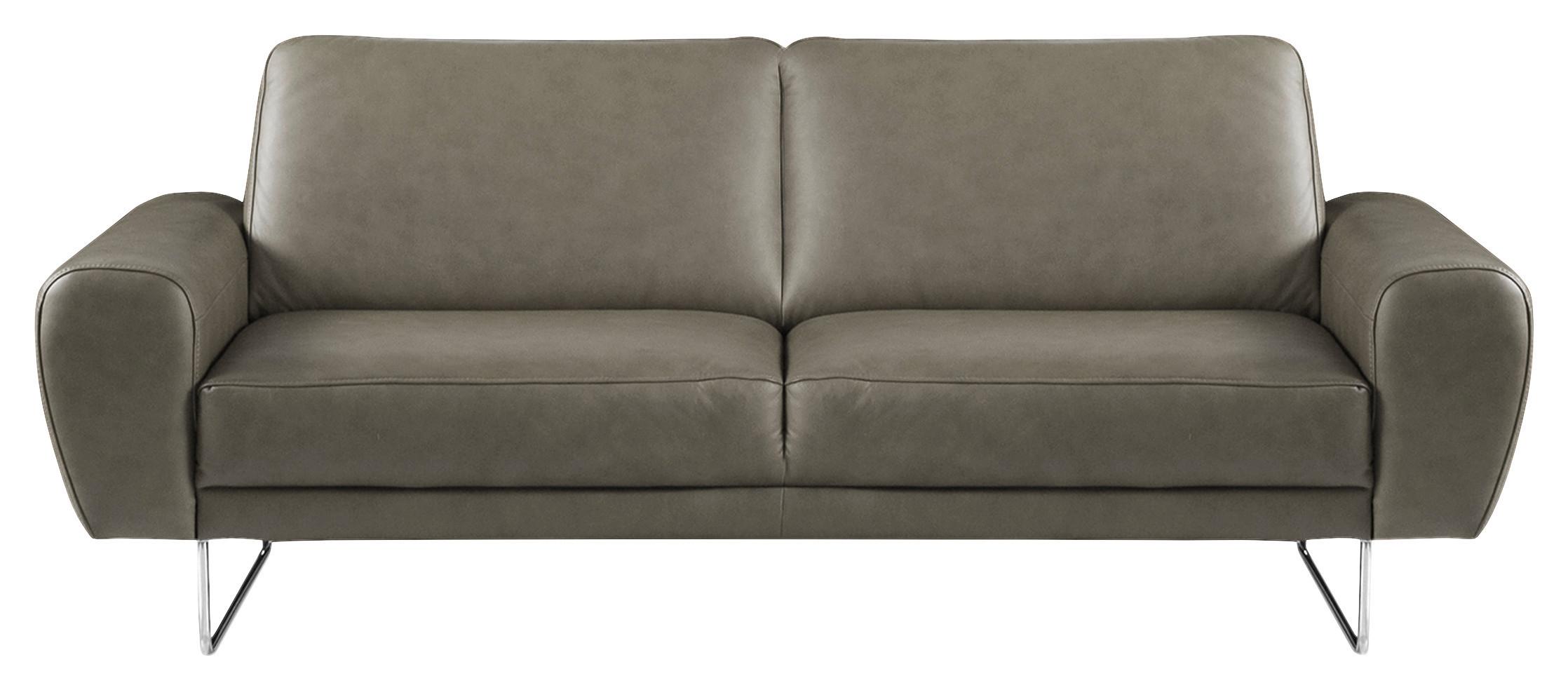 2-Sitzer-Sofa Spring Grau Chrom B: 177 cm - Chromfarben/Grau, Design, Leder (177/85/92cm) - Livetastic