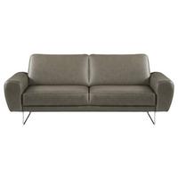 2-Sitzer-Sofa Spring Grau Chrom B: 177 cm - Chromfarben/Grau, Design, Leder (177/85/92cm) - Livetastic