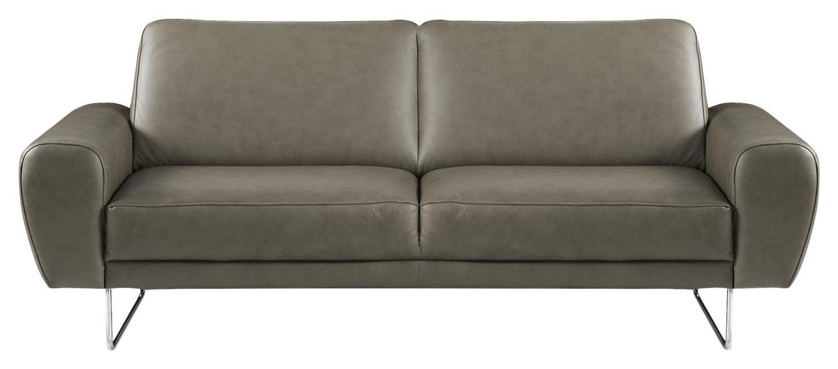 2-Sitzer-Sofa Spring Grau Chrom B: 177 cm - Chromfarben/Grau, Design, Leder (177/85/92cm) - Livetastic
