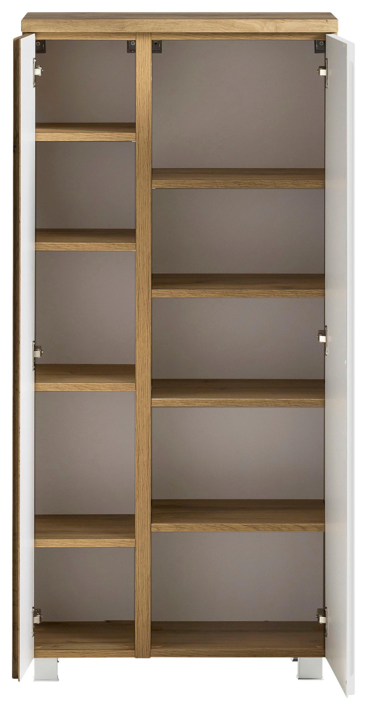 Midischrank Bad Varese B: 65 Cm Weiß/wotaneiche Dekor - Eiche Wotan/Weiß, MODERN, Holzwerkstoff (65/130/35cm) - Held