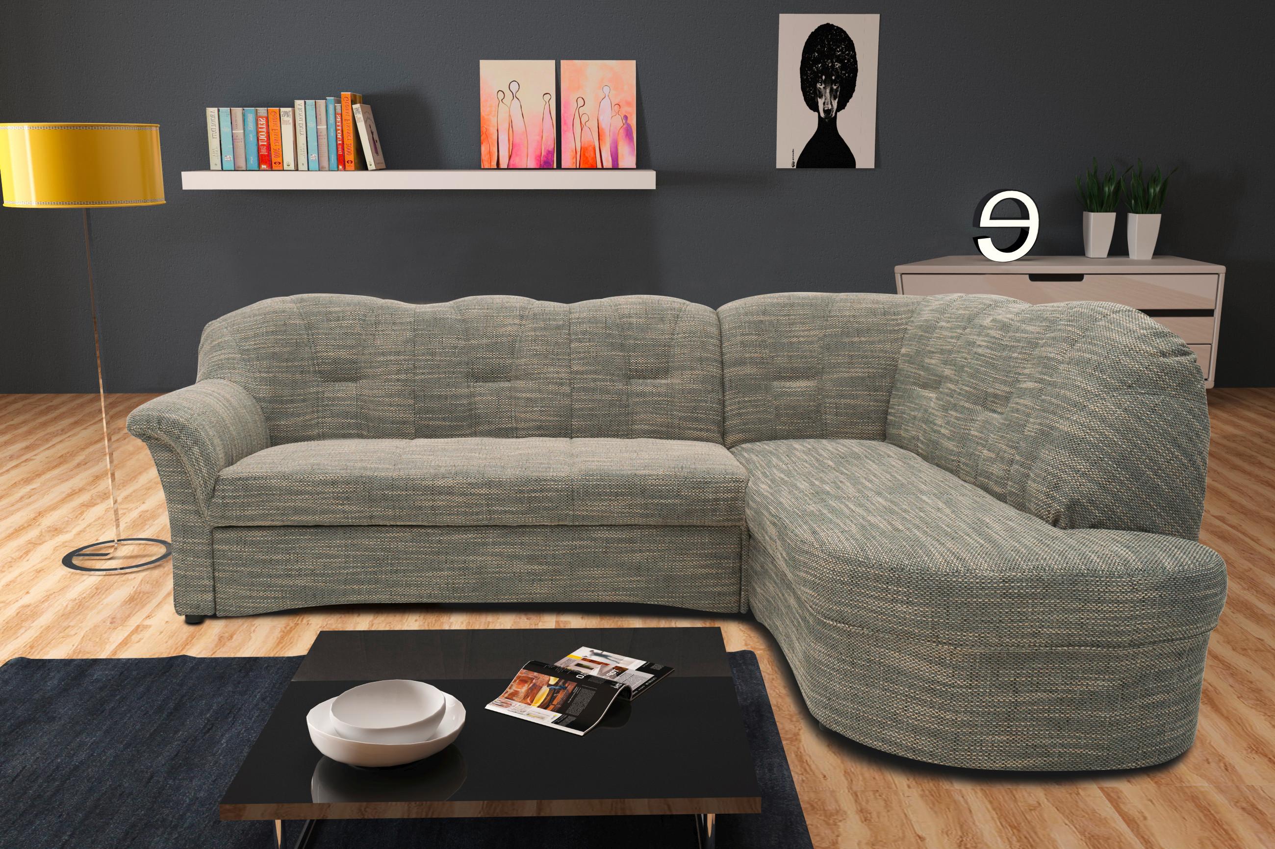 Ecksofa Papenburg Rücken Echt Grau/weiß - Schwarz/Weiß, KONVENTIONELL, Textil (243/180cm) - MID.YOU