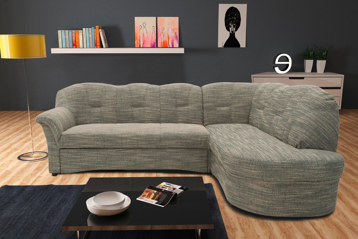 Ecksofa Papenburg Rücken Echt Grau/weiß - Schwarz/Weiß, KONVENTIONELL, Textil (243/180cm) - MID.YOU