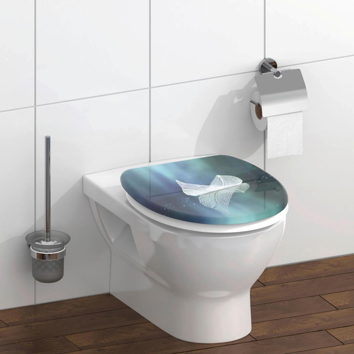 WC-Sitz blau mit Absenkautomatik, B: 37,5cm - Blau, KONVENTIONELL, Kunststoff (37,5/45,0/2,5cm)