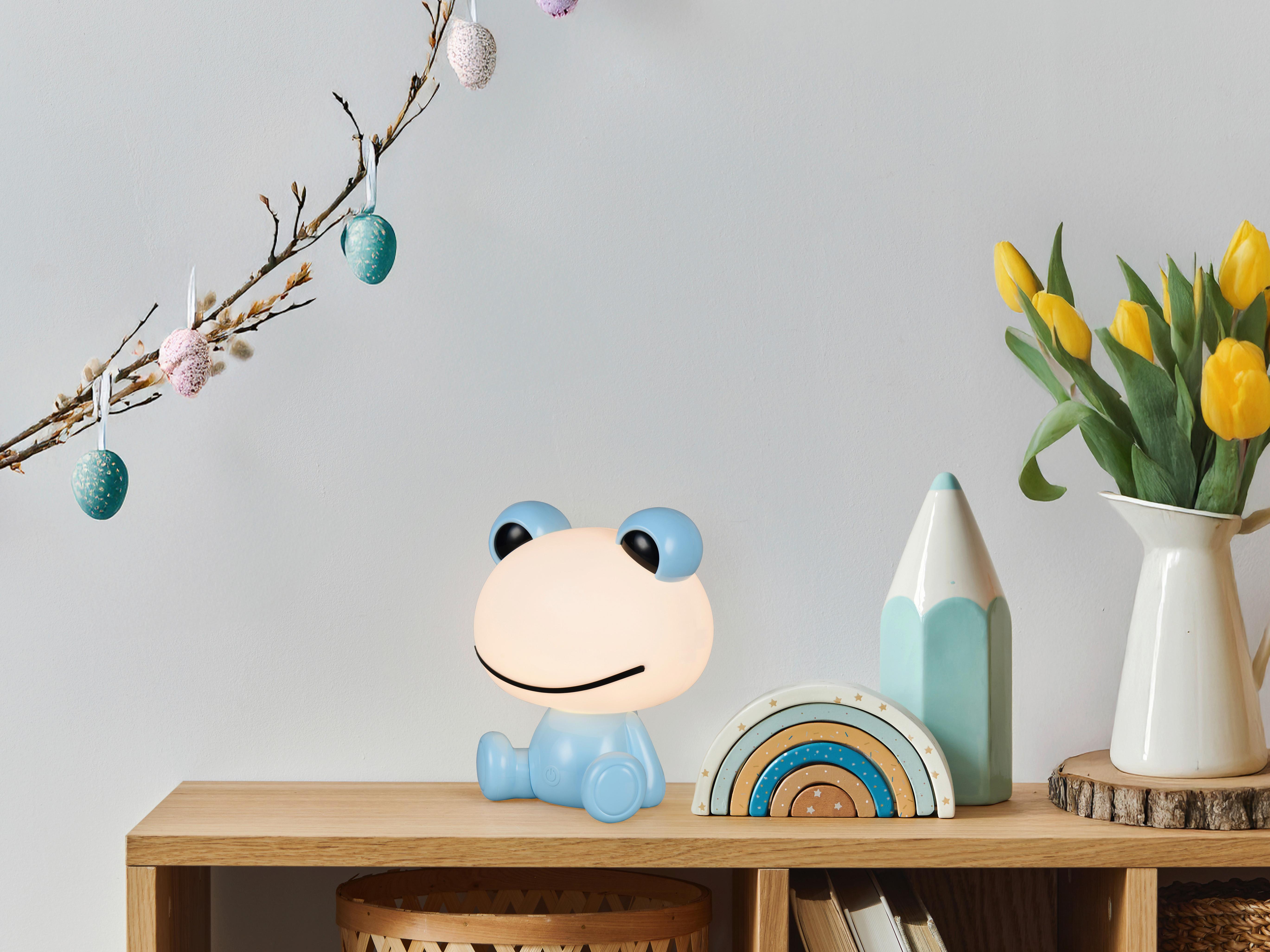 LED-Tischleuchte Hopper Blau Weiß B: 16,5 cm - Blau/Weiß, LIFESTYLE, Kunststoff (19,5/16,5/24,5cm)