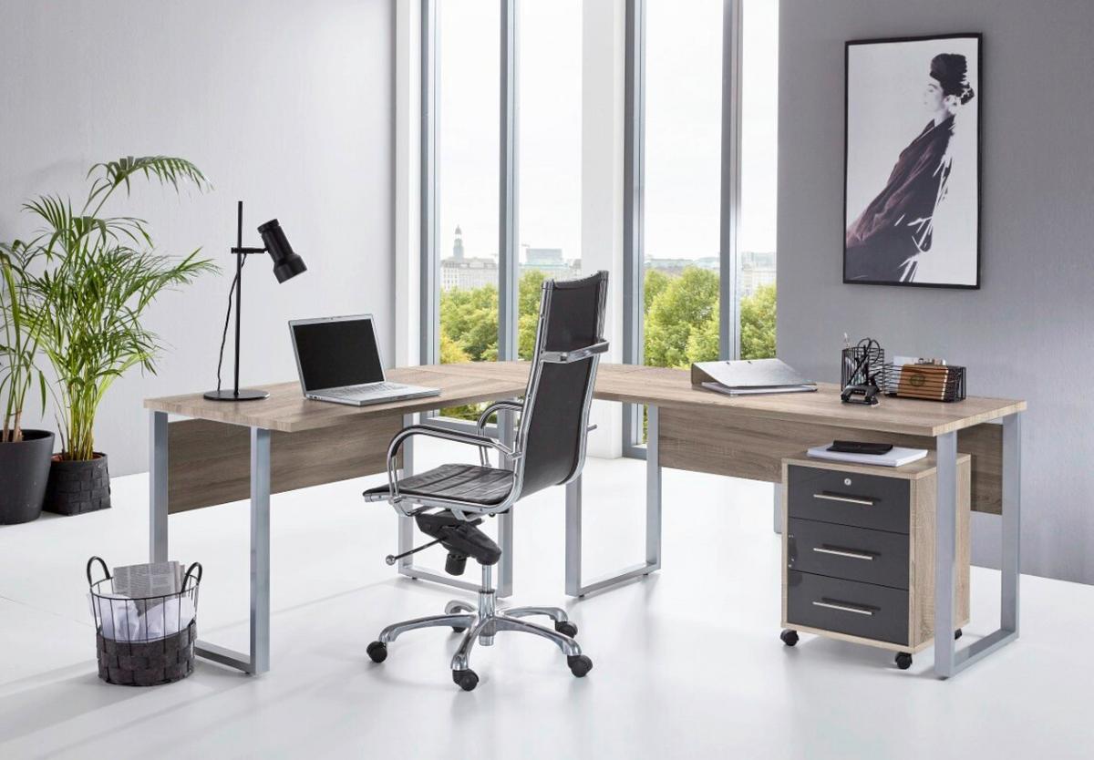 Büro Office Edition Sonoma Eiche Dekor/anthrazit - Anthrazit Hochglanz/Sonoma Eiche, MODERN, Holzwerkstoff - MID.YOU