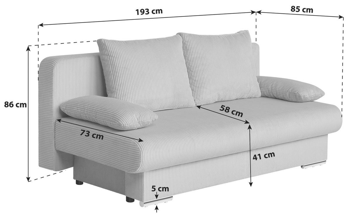 Schlafsofa Bora Dunkelgrau B: 193 Cm - Chromfarben/Dunkelgrau, Design, Holzwerkstoff/Textil (193/86/85cm) - P & B