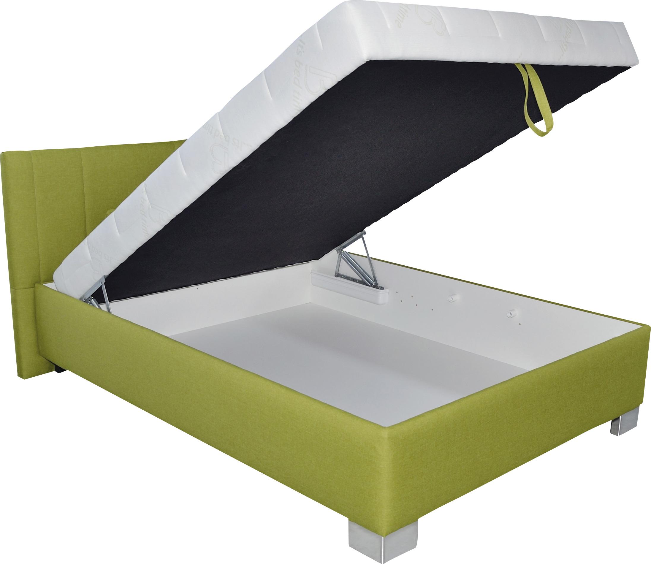 Polsterbett mit Bettkasten + Lattenrost 140x200 Stilo - Chromfarben/Weiß, Holz/Textil (140/200cm)