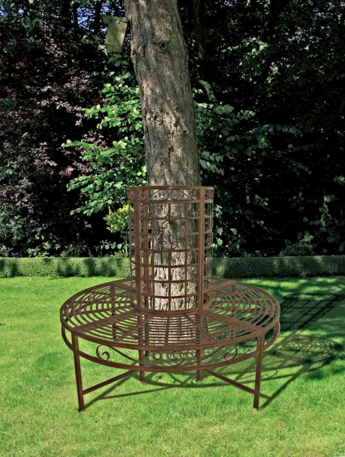 Baumbank Metall 4-Sitzer Larissa Rund - Rostfarben, MODERN, Metall (121/112cm)