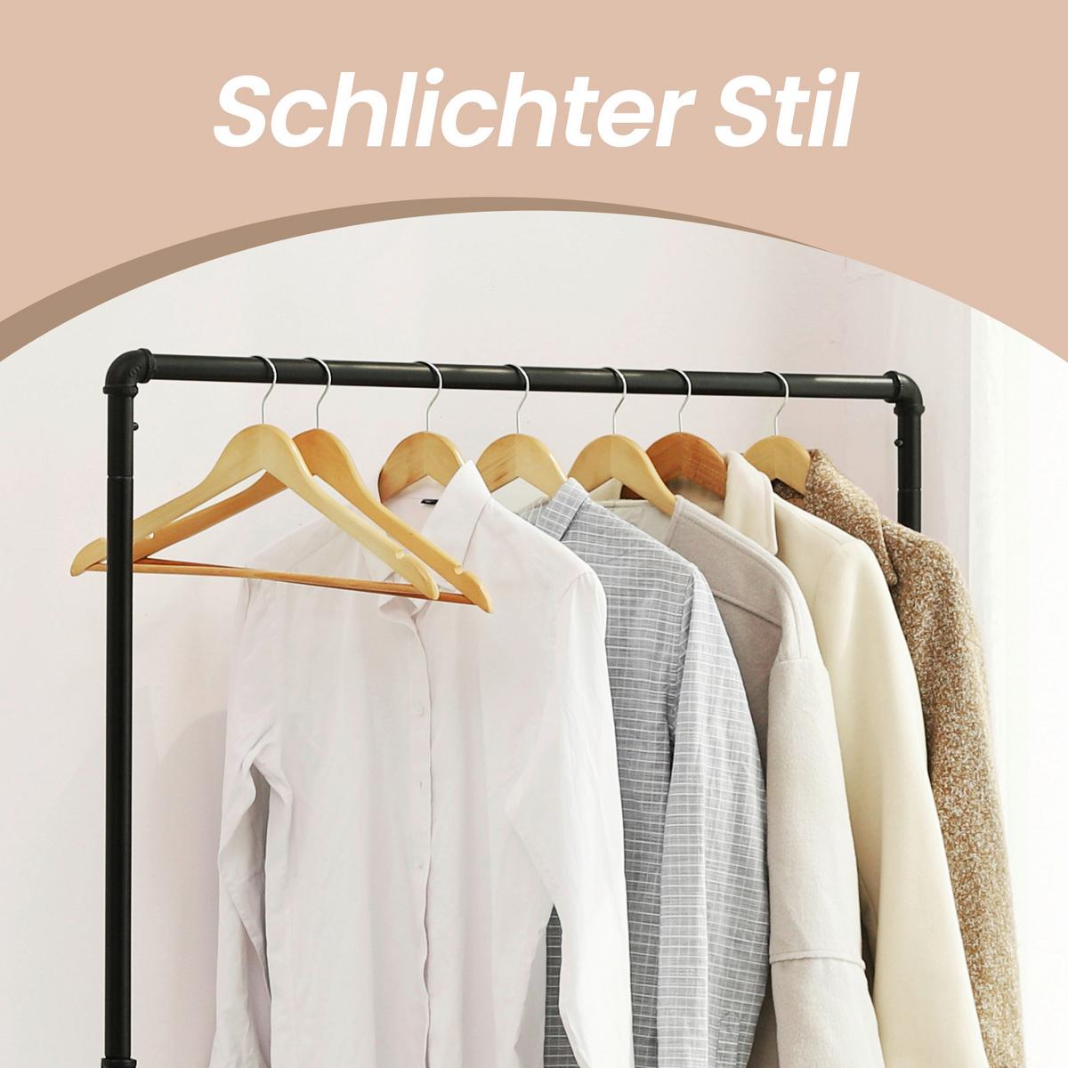 Kleiderwagen Schwarz B: 100 cm - Schwarz, Basics, Kunststoff/Metall (100/163/50cm)